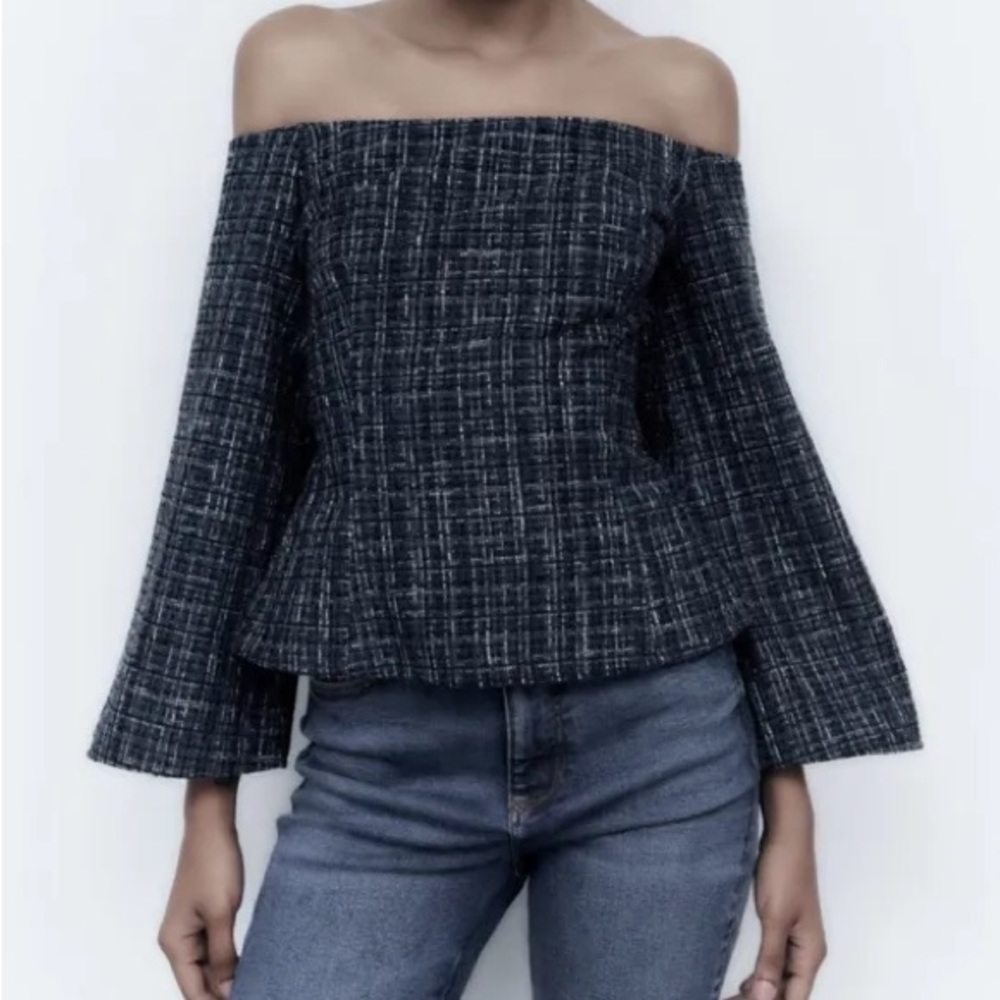 Tweed Zara Off the Shoulder Top